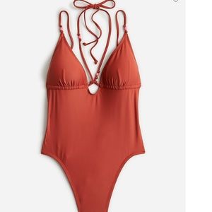 NWT J Crew Strappy plunge one-piece with beads Size 10